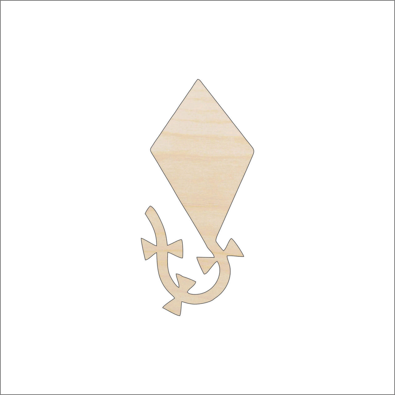 Kite Wood Craft Shape - Laser Cut Baltic Birch Unfinished DIY Wood Art Supplies 50 - The Wood Shape Store