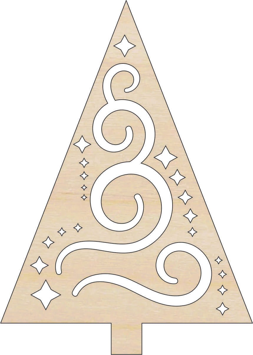 Christmas Tree Wood Craft Shape Laser Cut Out and Unfinished DIY Craft Supply TRE135 - The Wood Shape Store