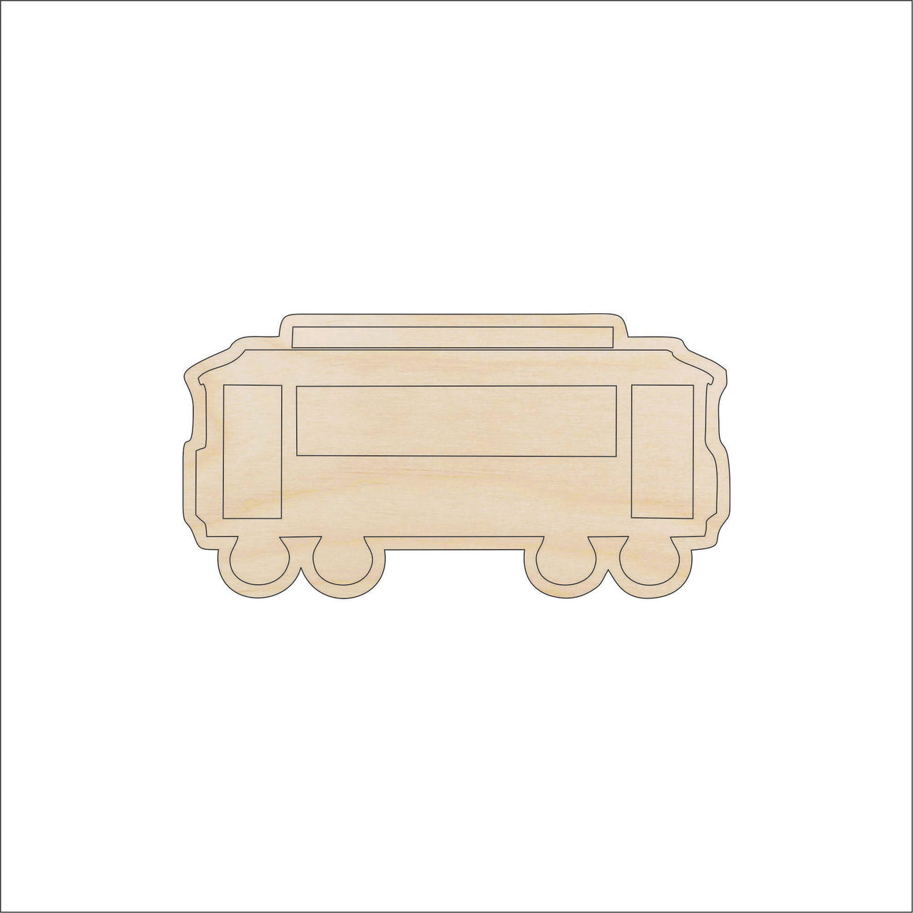 Trolley Car Wood Craft Shape - Laser Cut Baltic Birch Unfinished DIY Wood Art Supplies TRN2 - The Wood Shape Store