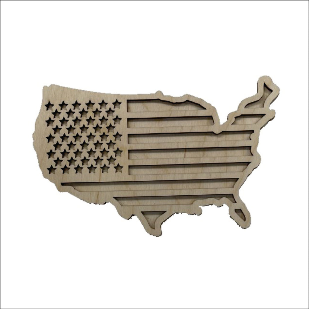 US Flag 3D Laser Cut Ornament – Baltic Birch Wood Craft Supplies | DIY Kit US103