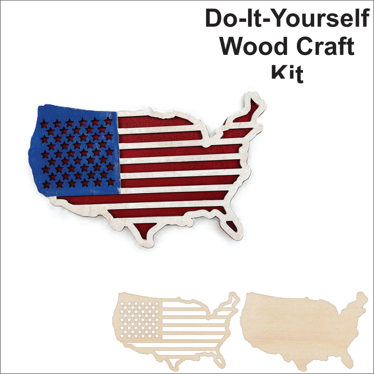 US Flag 3D Laser Cut Ornament – Baltic Birch Wood Craft Supplies | DIY Kit US103 - The Wood Shape Store
