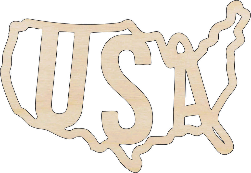 State USA - Laser Cut Out Unfinished Wood Craft Shape USA41