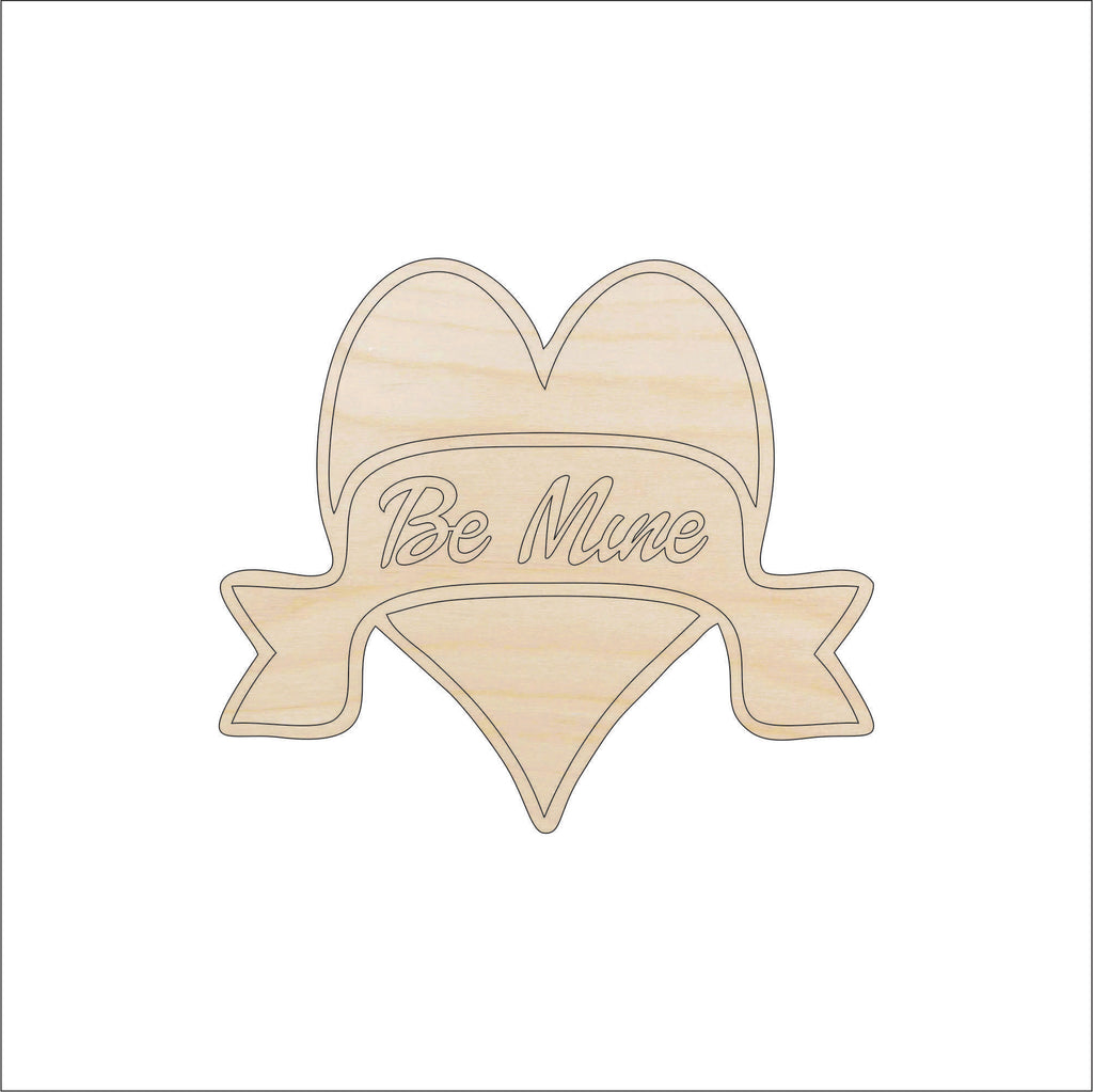 Word Be Mine Heart - Laser Cut Out Unfinished Wood Craft Shape VAL24