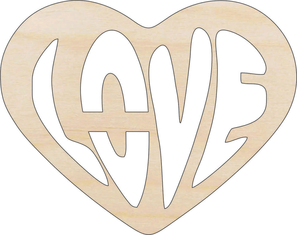 Word Love - Laser Cut Out Unfinished Wood Craft Shape VAL25