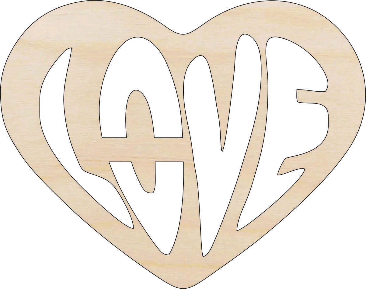 Love Word Wood Craft Shape - Laser Cut Baltic Birch Unfinished DIY Wood Art Supplies VAL25 - The Wood Shape Store