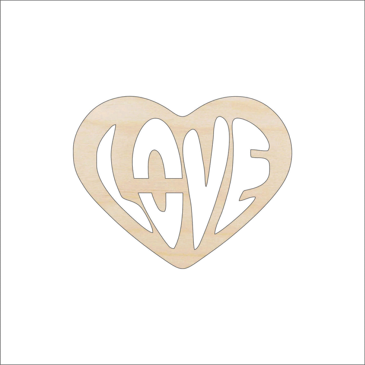 Love Word Wood Craft Shape - Laser Cut Baltic Birch Unfinished DIY Wood Art Supplies VAL25 - The Wood Shape Store