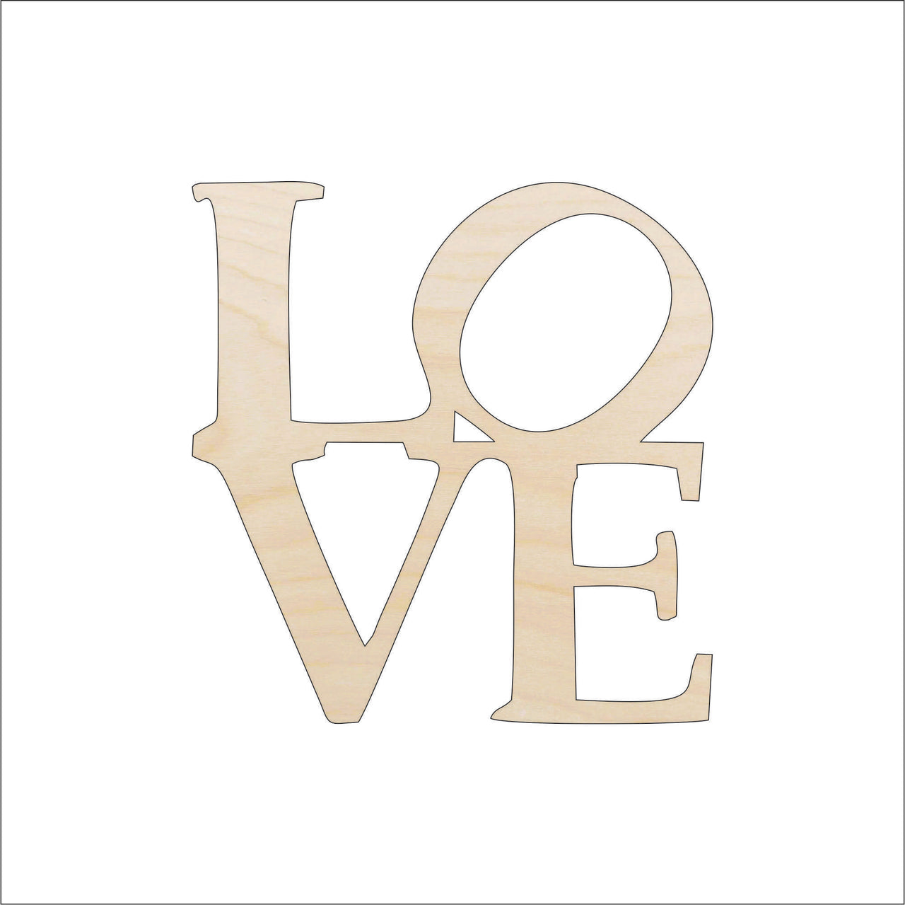 Love Word Wood Craft Shape - Laser Cut Baltic Birch Unfinished DIY Wood Art Supplies VAL28 - The Wood Shape Store
