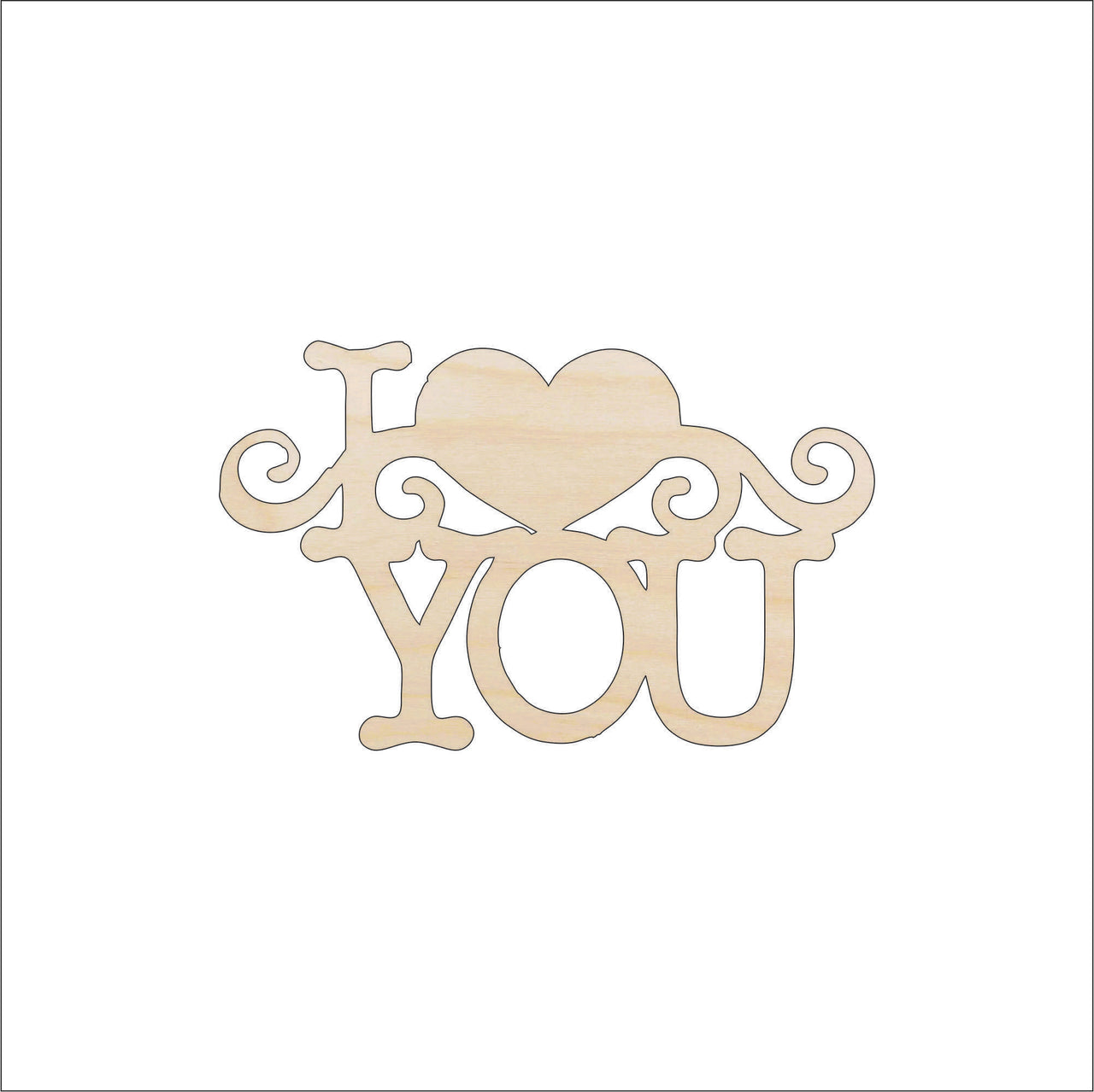 I Love You Wood Craft Shape – Laser Cut Baltic Birch Unfinished DIY Wood Art Supplies VAL29 - The Wood Shape Store