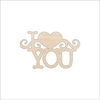 I Love You Wood Craft Shape – Laser Cut Baltic Birch Unfinished DIY Wood Art Supplies VAL29 - The Wood Shape Store