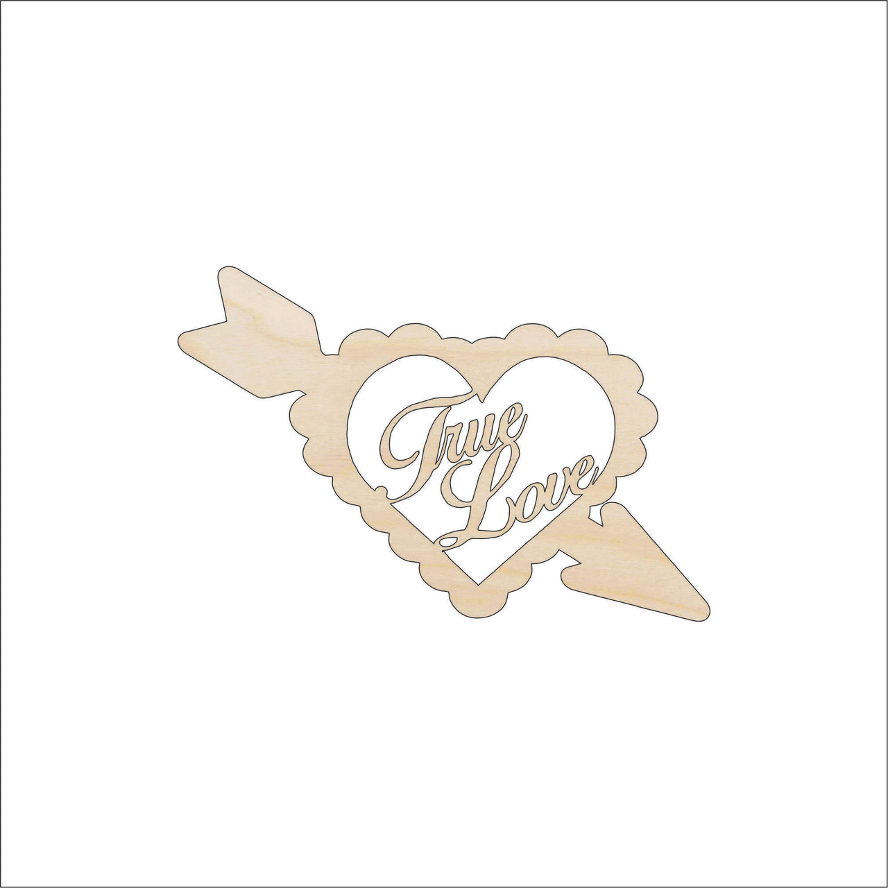Love Wood Craft Shape - Laser Cut Baltic Birch Unfinished DIY Wood Art Supplies VAL2 - The Wood Shape Store