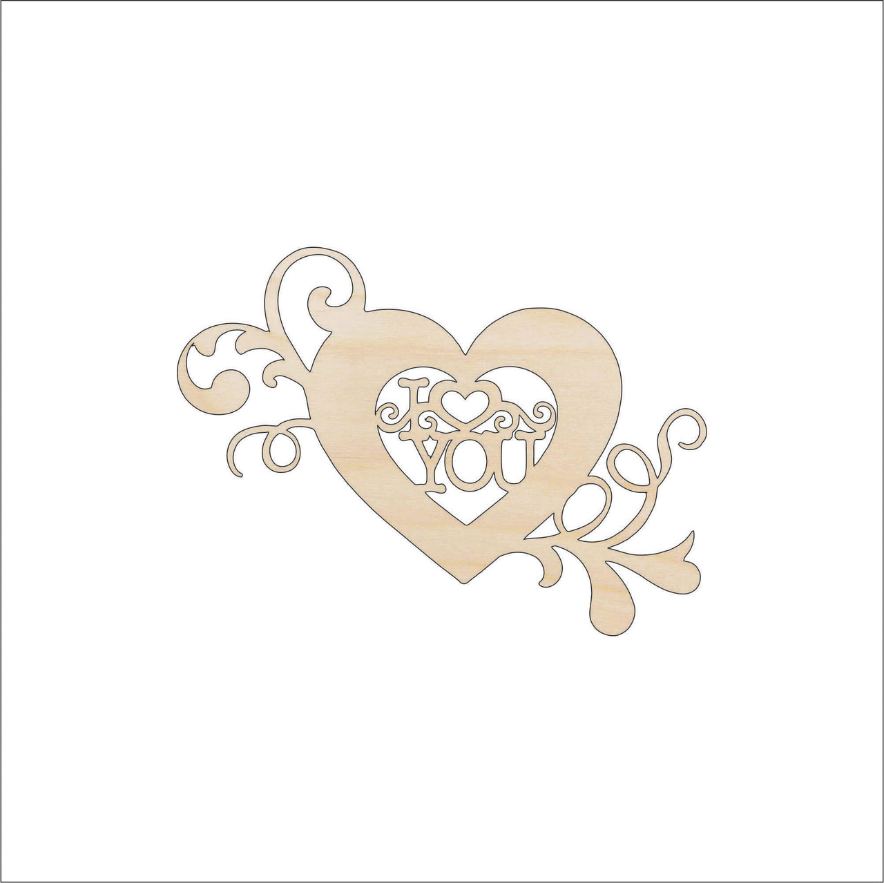 Love You Wood Craft Shape - Laser Cut Baltic Birch Unfinished DIY Wood Art Supplies VAL30 - The Wood Shape Store