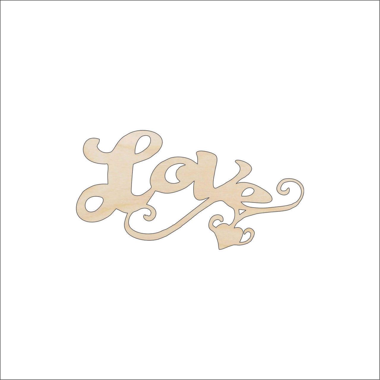 Love Word Wood Craft Shape - Laser Cut Baltic Birch Unfinished DIY Wood Art Supplies VAL31 - The Wood Shape Store