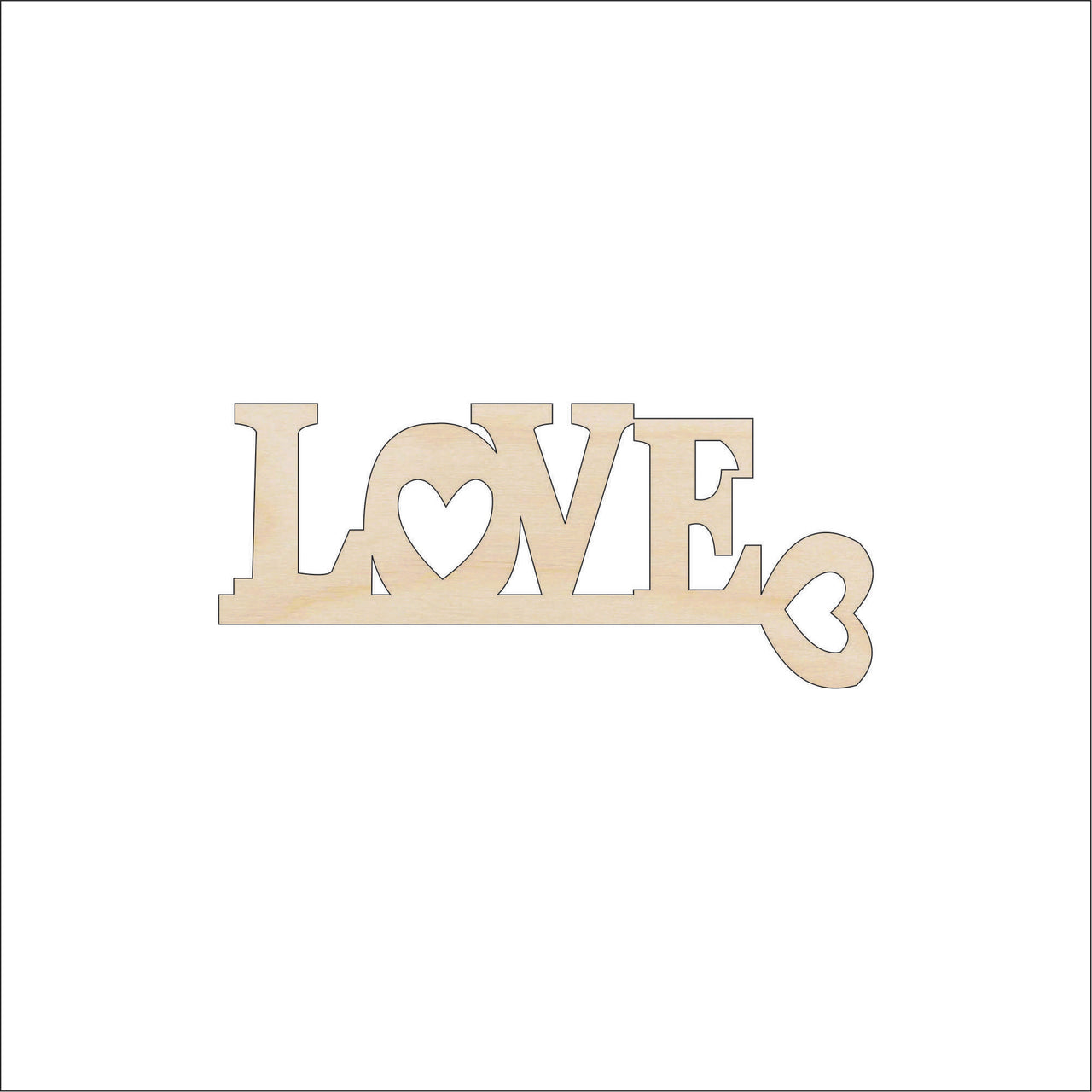 Love Word Wood Craft Shape - Laser Cut Baltic Birch Unfinished DIY Wood Art Supplies VAL34 - The Wood Shape Store