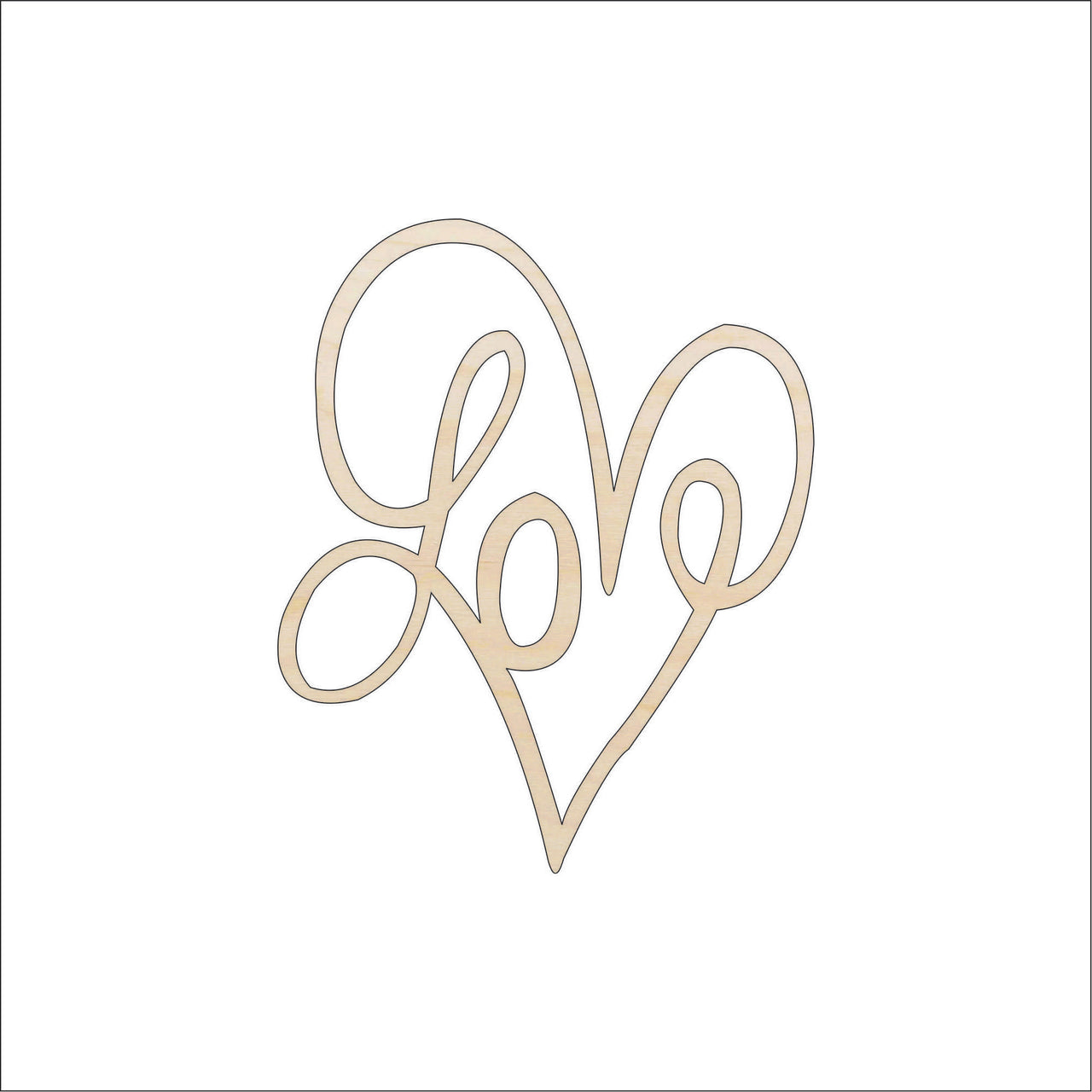Love Word Wood Craft Shape - Laser Cut Baltic Birch Unfinished DIY Wood Art Supplies VAL35 - The Wood Shape Store