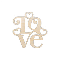 Love Word Wood Craft Shape - Laser Cut Baltic Birch Unfinished DIY Wood Art Supplies VAL37 - The Wood Shape Store