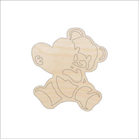 Teddy Bear Wood Craft Shape – Laser Cut Baltic Birch Unfinished DIY Wood Art Supplies VAL38 - The Wood Shape Store