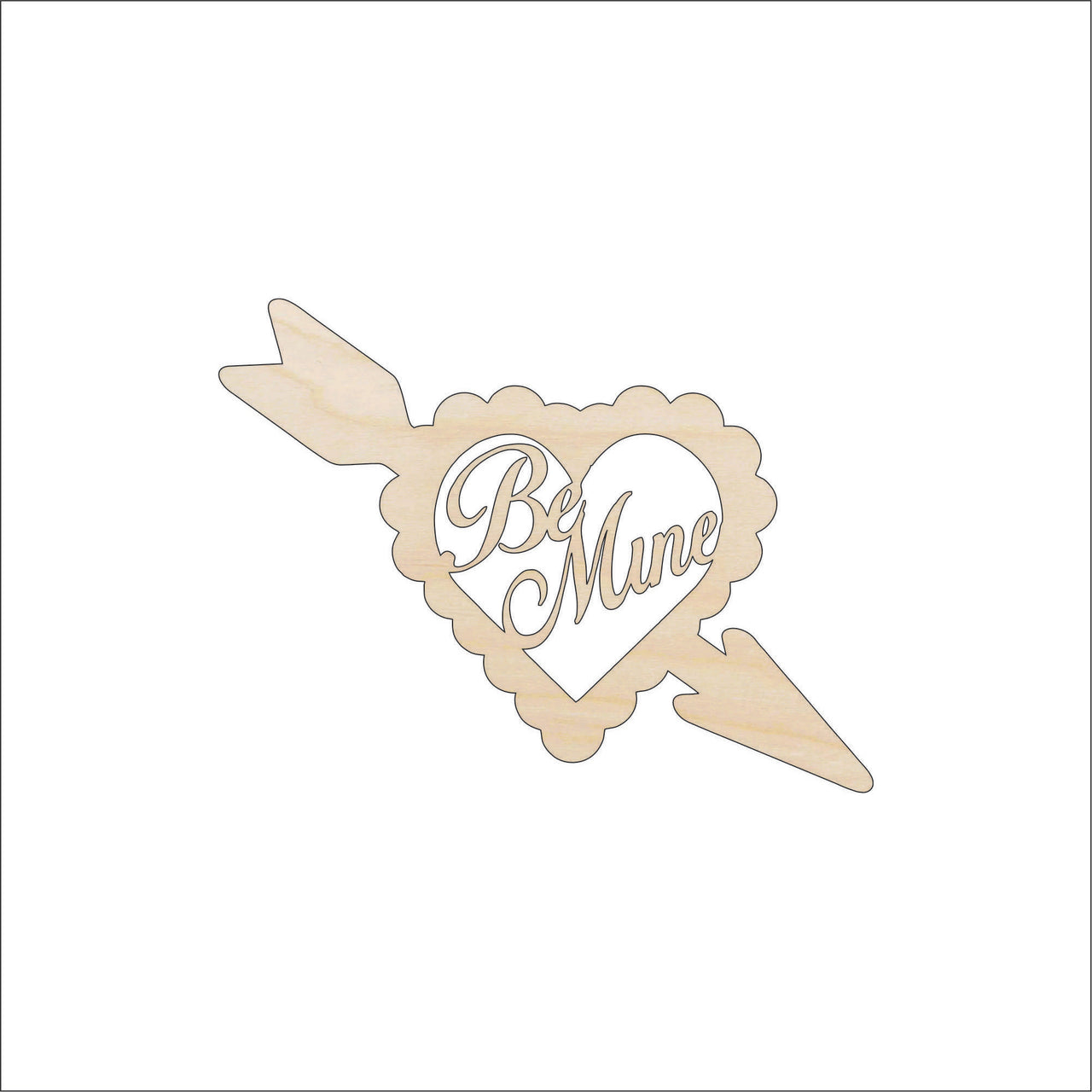 Be Mine Heart Wood Craft Shape - Laser Cut Baltic Birch Unfinished DIY Wood Art Supplies VAL3 - The Wood Shape Store