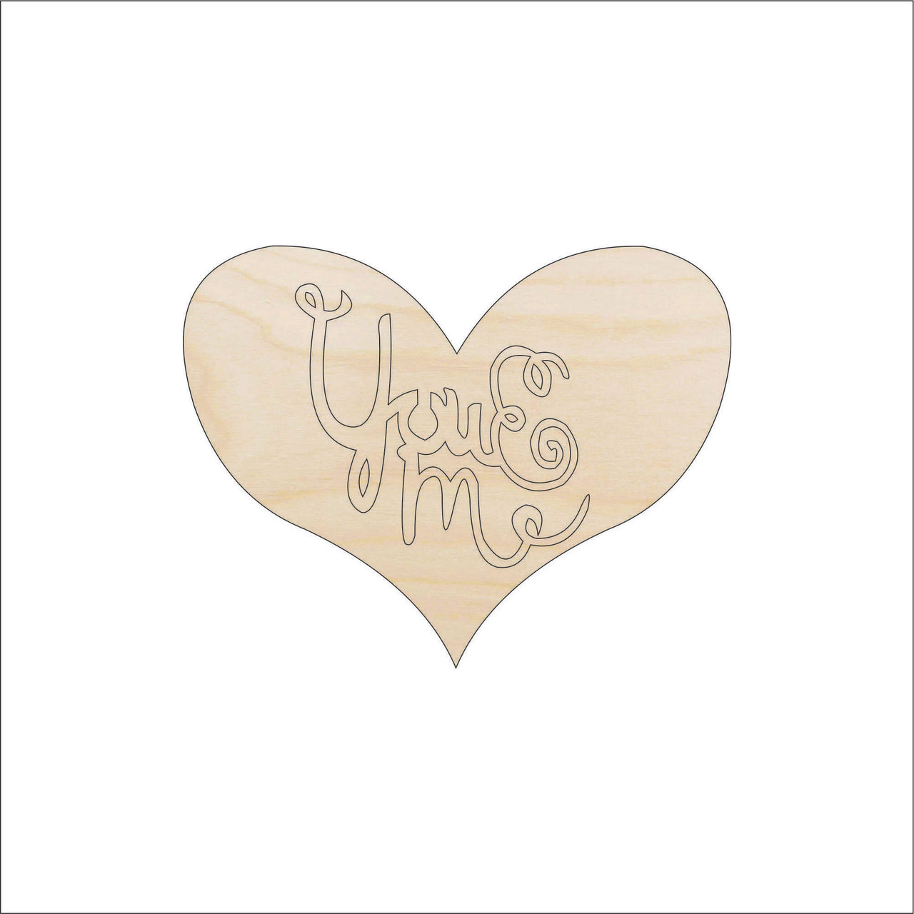 Your & Me Wood Craft Shape – Laser Cut Baltic Birch Unfinished DIY Wood Art Supplies VAL42 - The Wood Shape Store