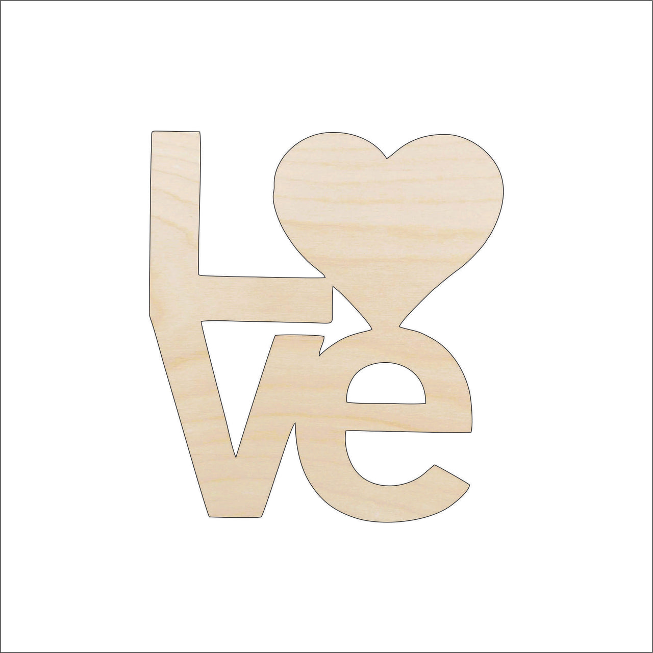Love Word Wood Craft Shape - Laser Cut Baltic Birch Unfinished DIY Wood Art Supplies VAL43 - The Wood Shape Store