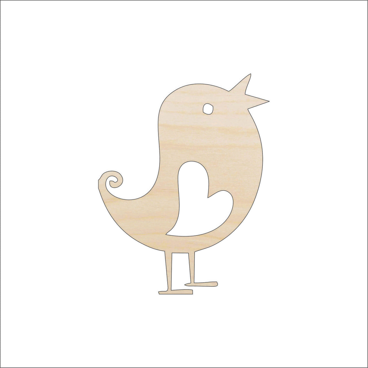 Bird with Heart Wood Craft Shape - Laser Cut Baltic Birch Unfinished DIY Wood Art Supplies VAL4 - The Wood Shape Store