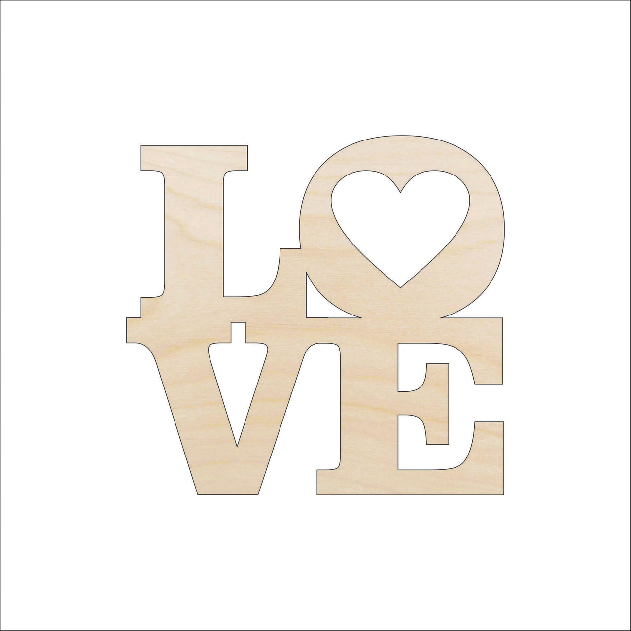 Love Word Wood Craft Shape - Laser Cut Baltic Birch Unfinished DIY Wood Art Supplies VAL5 - The Wood Shape Store