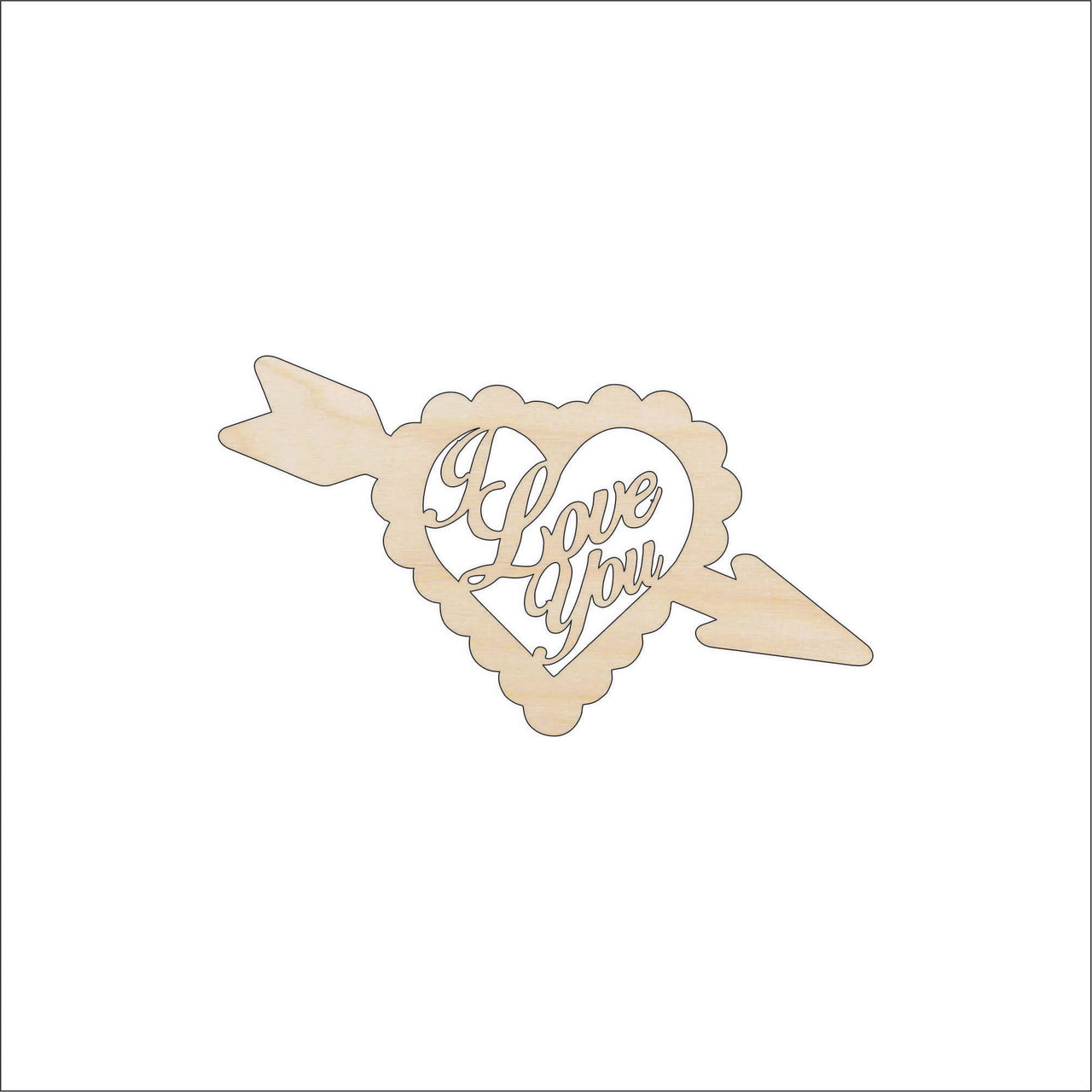 I Love You Wood Craft Shape – Laser Cut Baltic Birch Unfinished DIY Wood Art Supplies VAL7 - The Wood Shape Store