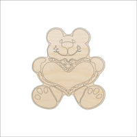 Teddy Bear Wood Craft Shape – Laser Cut Baltic Birch Unfinished DIY Wood Art Supplies VAL9 - The Wood Shape Store