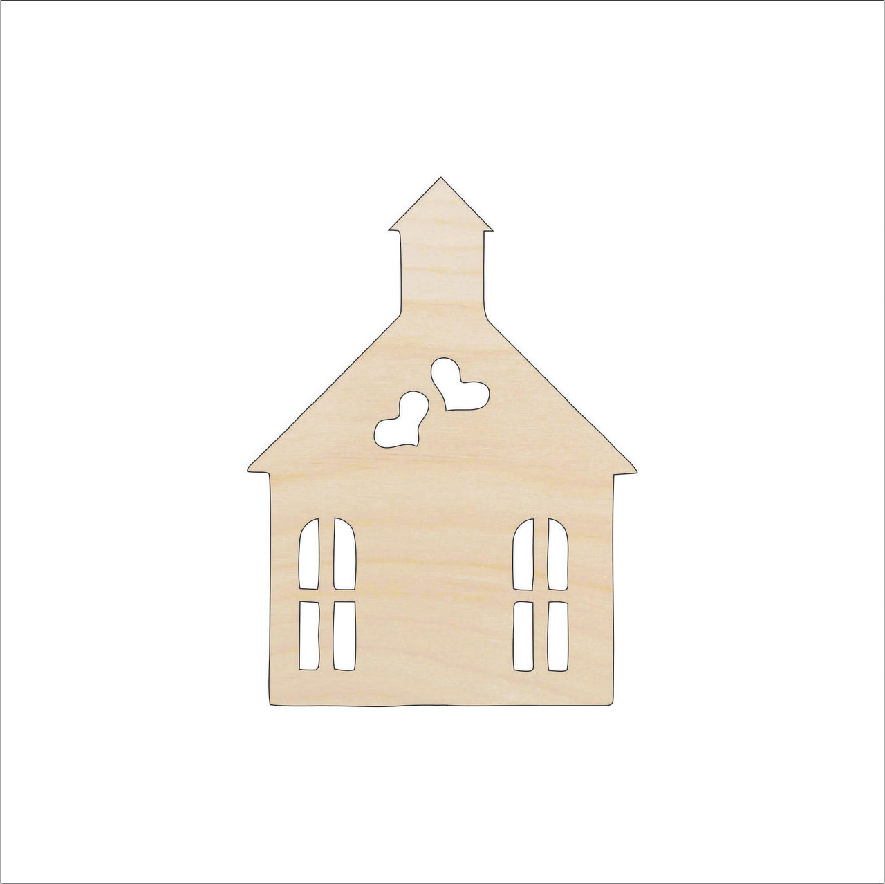 Church Wood Craft Shape - Laser Cut Baltic Birch Unfinished DIY Wood Art Supplies WDG16 - The Wood Shape Store