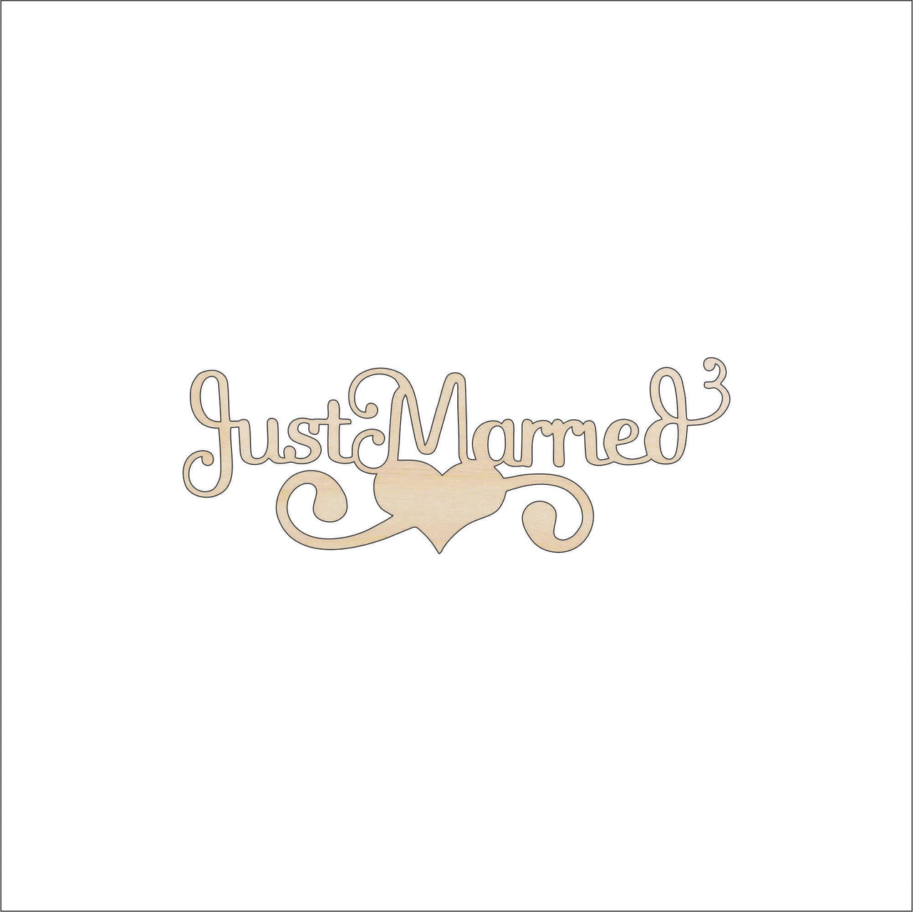Just Married Wood Craft Shape - Laser Cut Baltic Birch Unfinished DIY Wood Art Supplies WDG19 - The Wood Shape Store