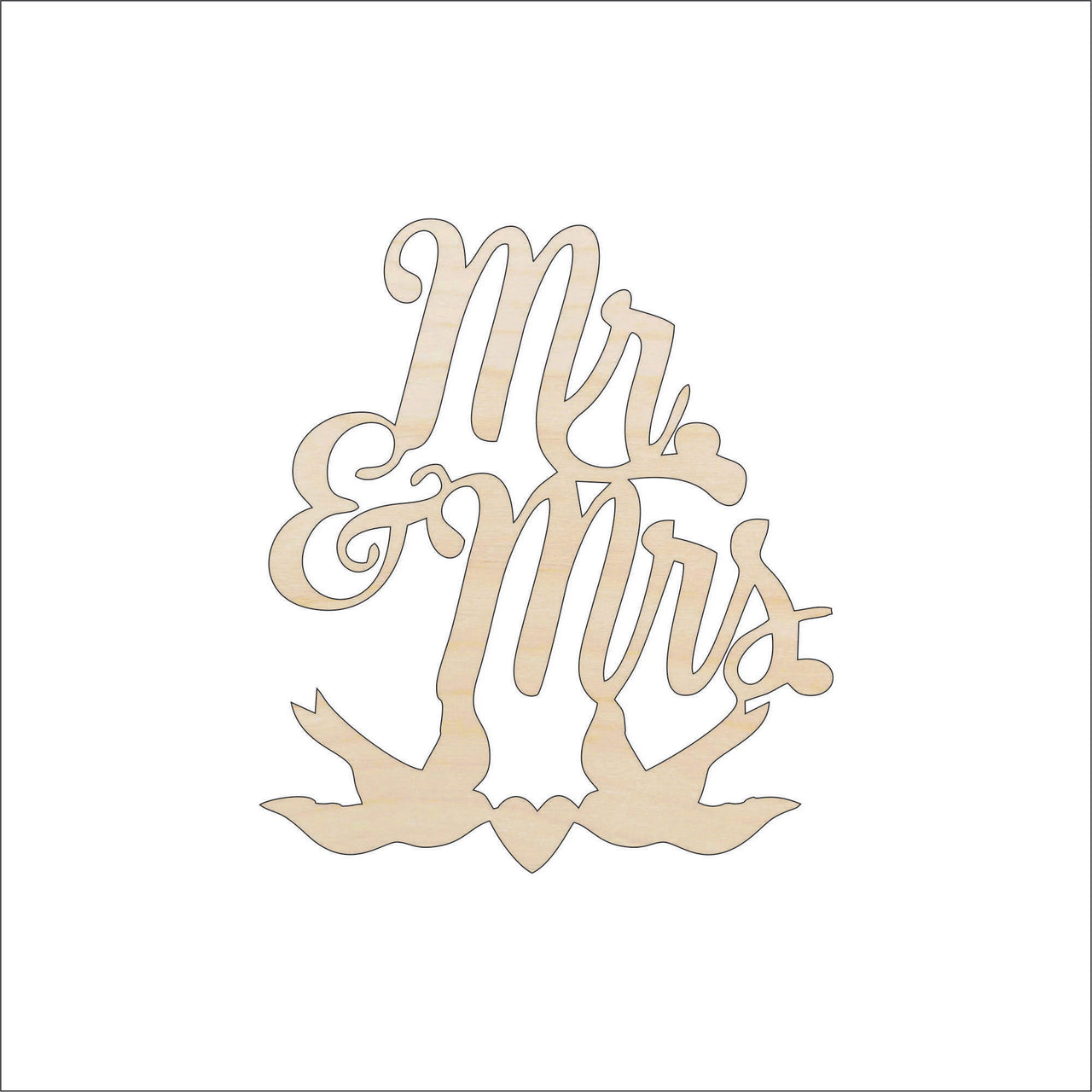 Mr & Mrs Wood Craft Shape - Laser Cut Baltic Birch Unfinished DIY Wood Art Supplies WDG22 - The Wood Shape Store