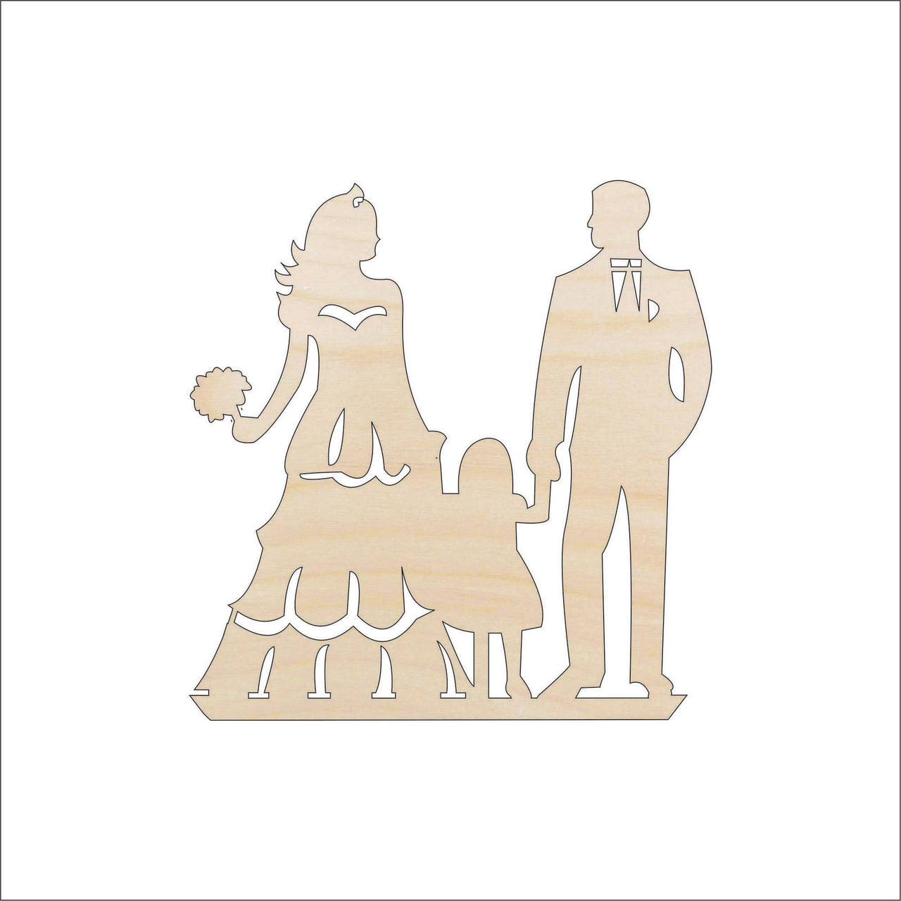 Wedding Couple Wood Craft Shape - Laser Cut Baltic Birch Unfinished DIY Wood Art Supplies WDG23 - The Wood Shape Store