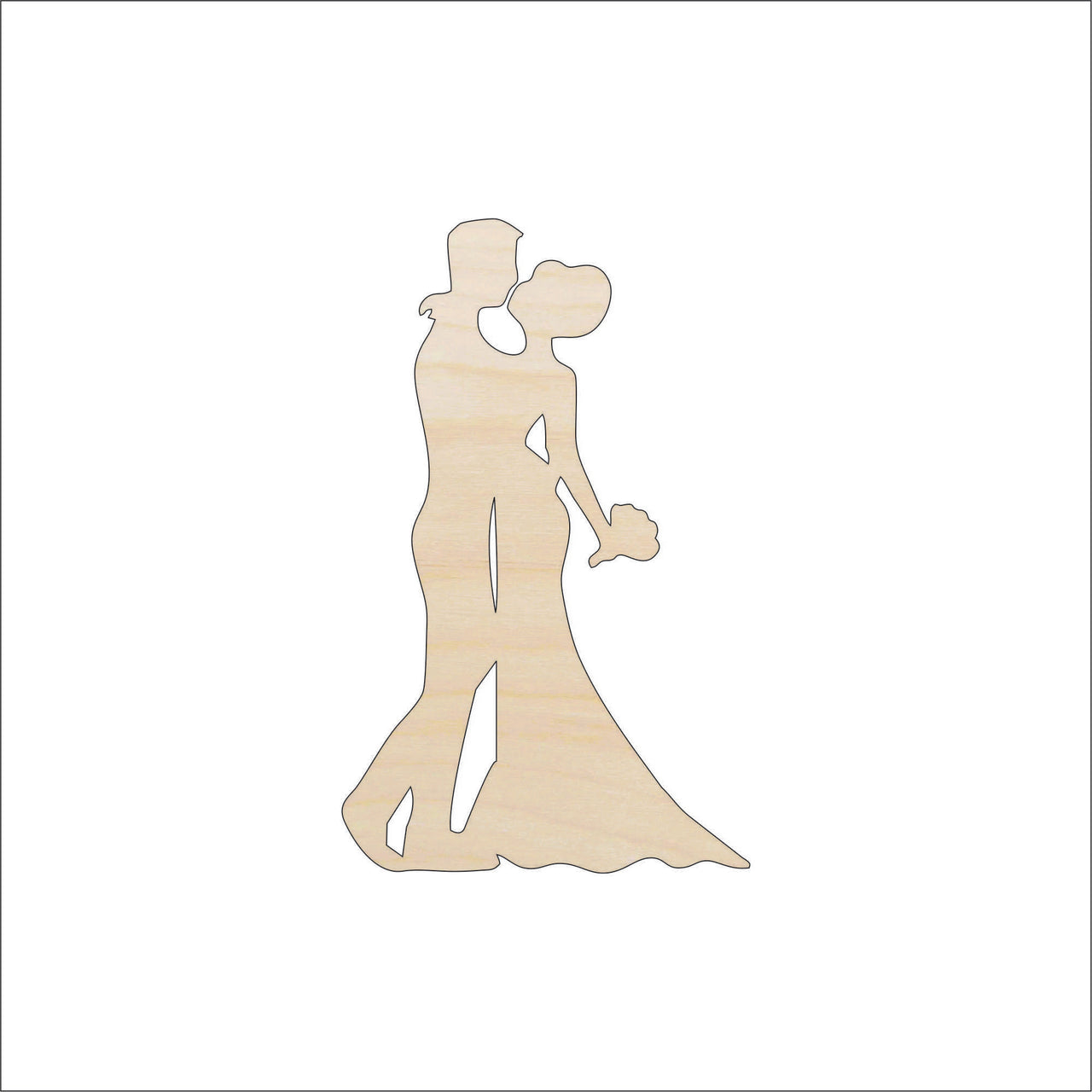 Wedding Couple Wood Craft Shape - Laser Cut Baltic Birch Unfinished DIY Wood Art Supplies WDG28 - The Wood Shape Store