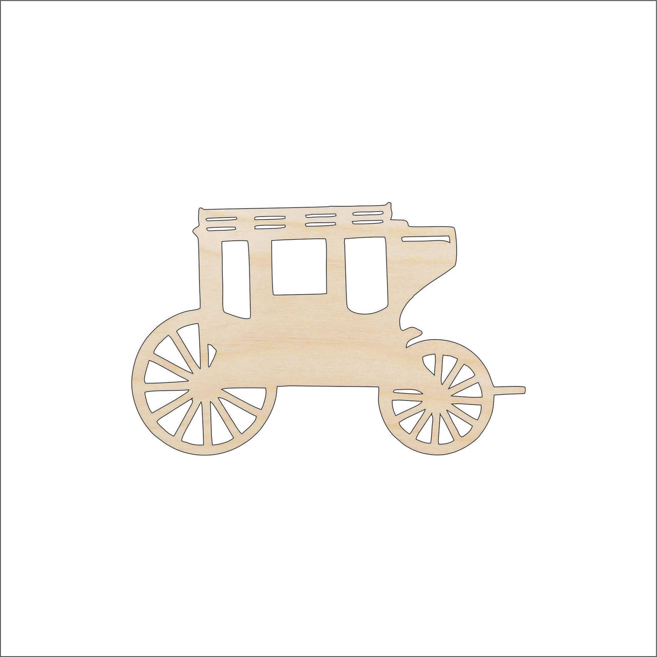 Stagecoach Wood Craft Shape - Laser Cut Baltic Birch Unfinished DIY Wood Art Supplies WGN10 - The Wood Shape Store