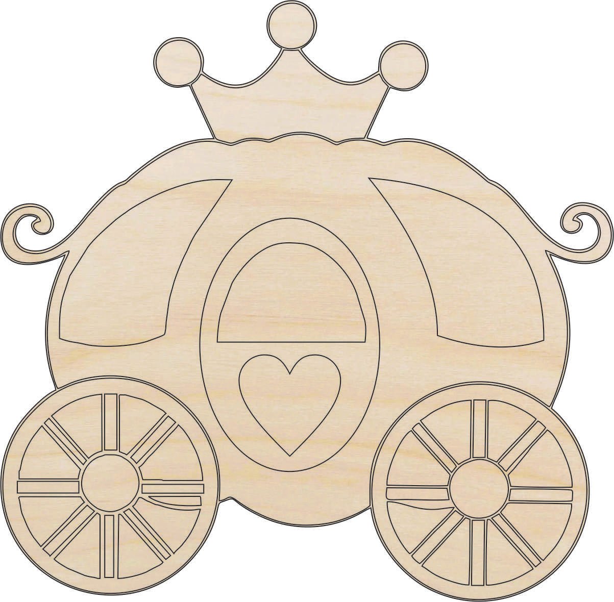 Princess Carriage Wood Craft Shape - Laser Cut Out and Unfinished DIY Art Supplies WGN16 - The Wood Shape Store