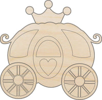 Princess Carriage Wood Craft Shape - Laser Cut Out and Unfinished DIY Art Supplies WGN16 - The Wood Shape Store