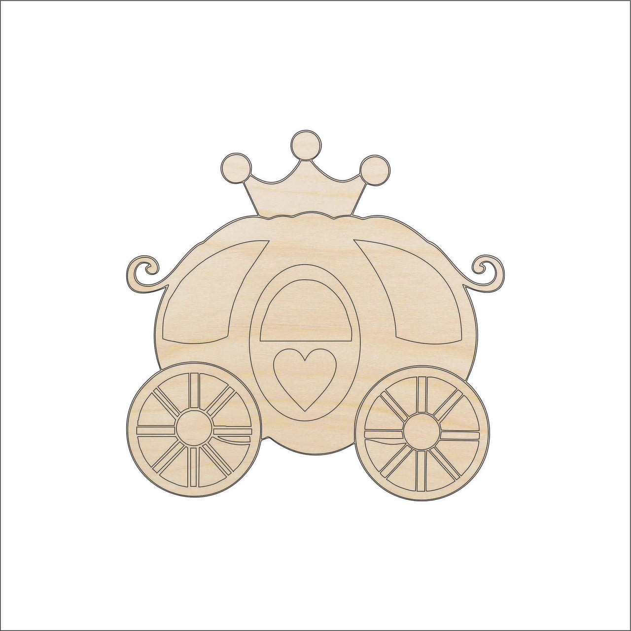 Princess Carriage Wood Craft Shape - Laser Cut Out and Unfinished DIY Art Supplies WGN16 - The Wood Shape Store