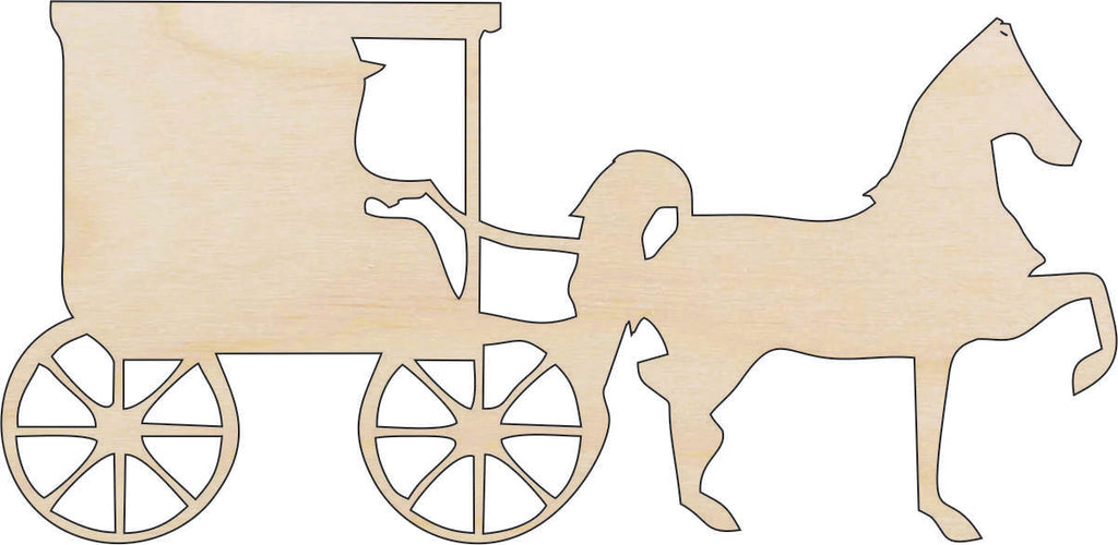 Horse & Buggy - Laser Cut Out Unfinished Wood Craft Shape WGN17