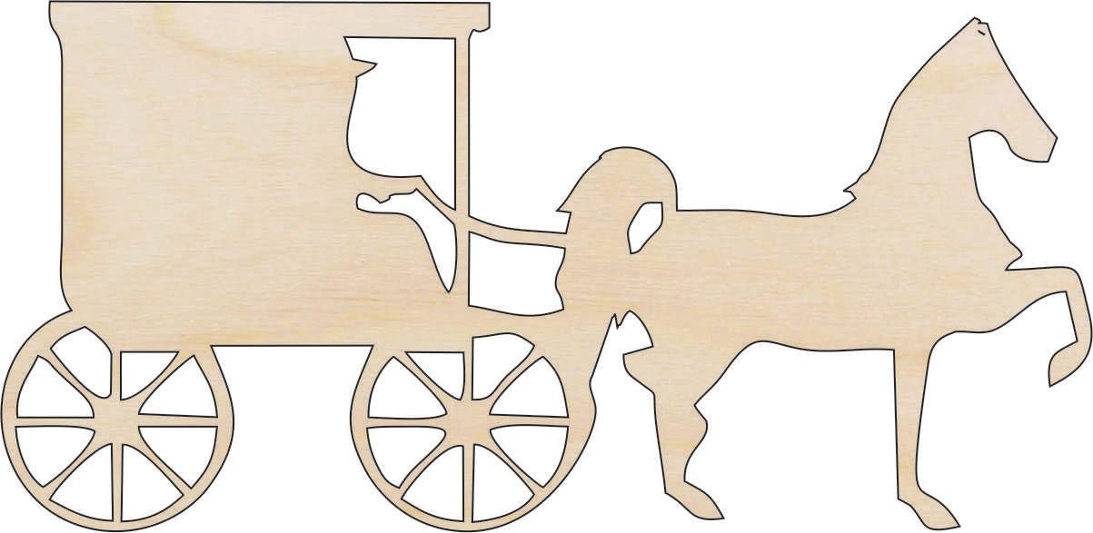Amish Horse & Buggy Wood Craft Shape Laser Cut Out and Unfinished DIY Craft Supply WGN17 - The Wood Shape Store