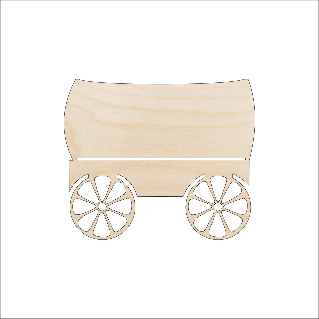 Covered Wagon Wood Craft Shape - Laser Cut Baltic Birch Unfinished DIY Wood Art Supplies WGN1 - The Wood Shape Store