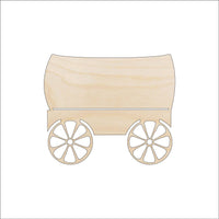 Covered Wagon Wood Craft Shape - Laser Cut Baltic Birch Unfinished DIY Wood Art Supplies WGN1 - The Wood Shape Store