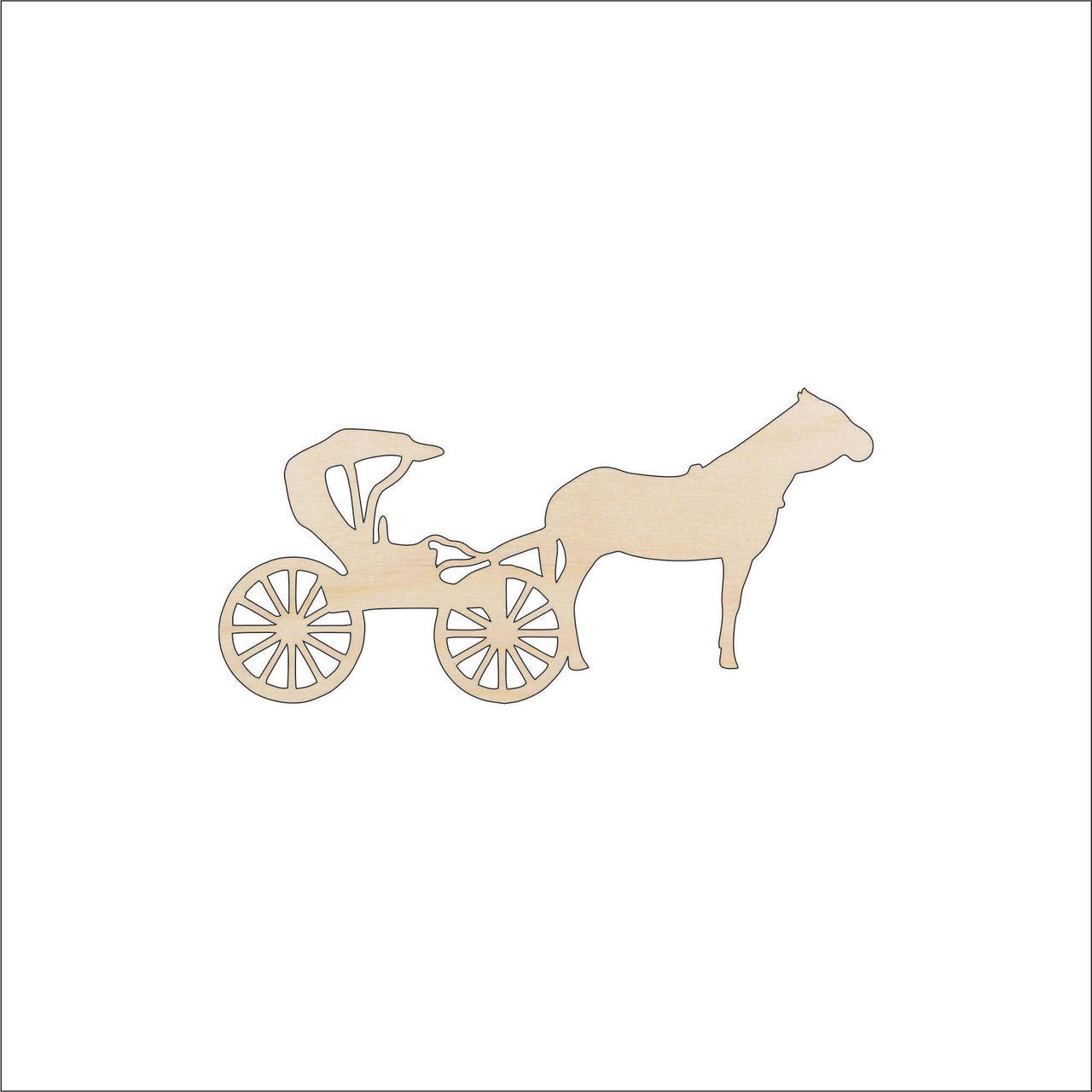 Horse & Buggy Wood Craft Shape - Laser Cut Baltic Birch Unfinished DIY Wood Art Supplies WGN9 - The Wood Shape Store