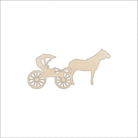 Horse & Buggy Wood Craft Shape - Laser Cut Baltic Birch Unfinished DIY Wood Art Supplies WGN9 - The Wood Shape Store
