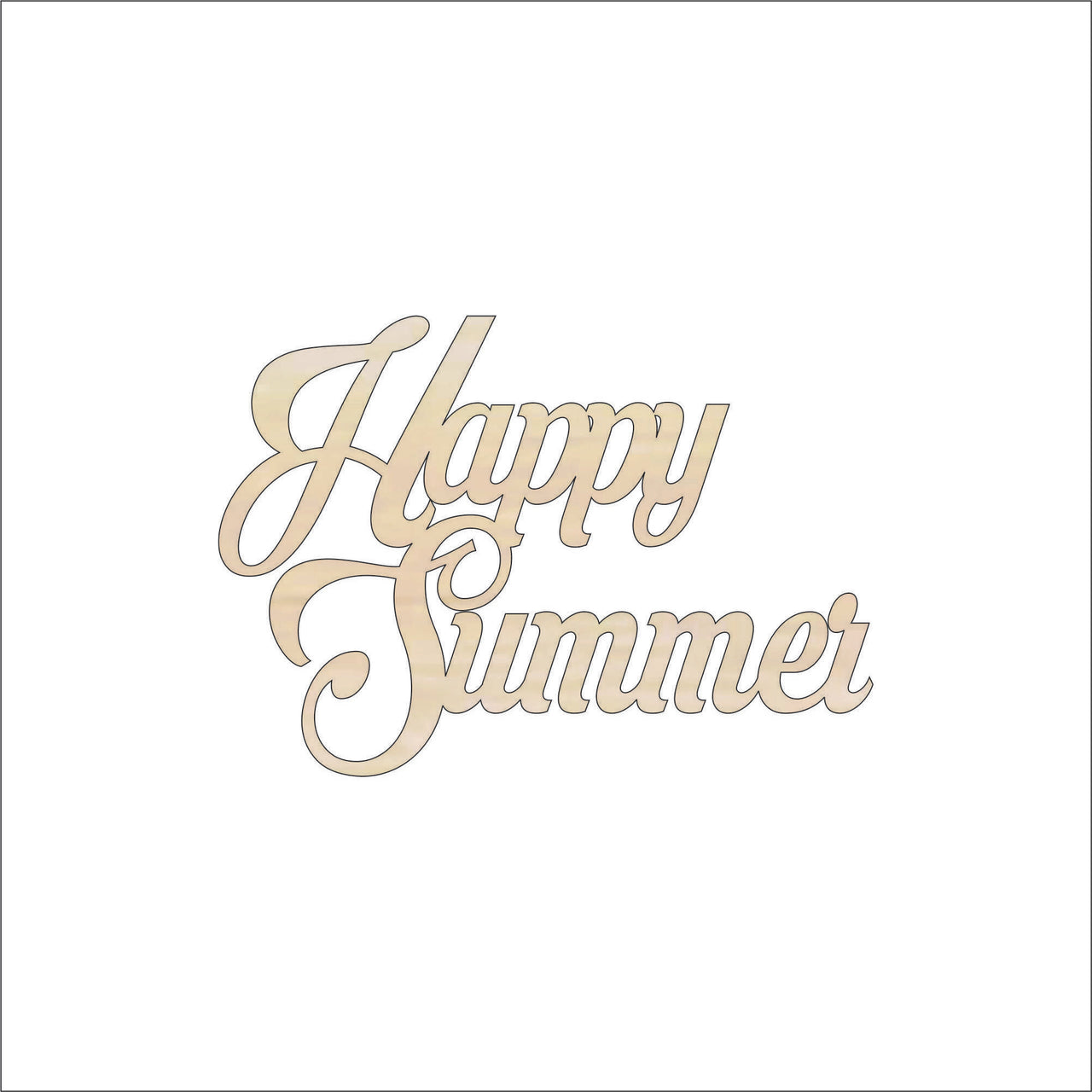 Happy Summer Wood Craft Shape - Laser Cut Baltic Birch Unfinished DIY Wood Art Supplies WRD110 - The Wood Shape Store