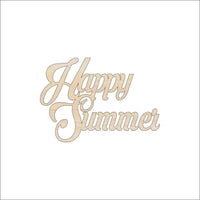 Happy Summer Wood Craft Shape - Laser Cut Baltic Birch Unfinished DIY Wood Art Supplies WRD110 - The Wood Shape Store