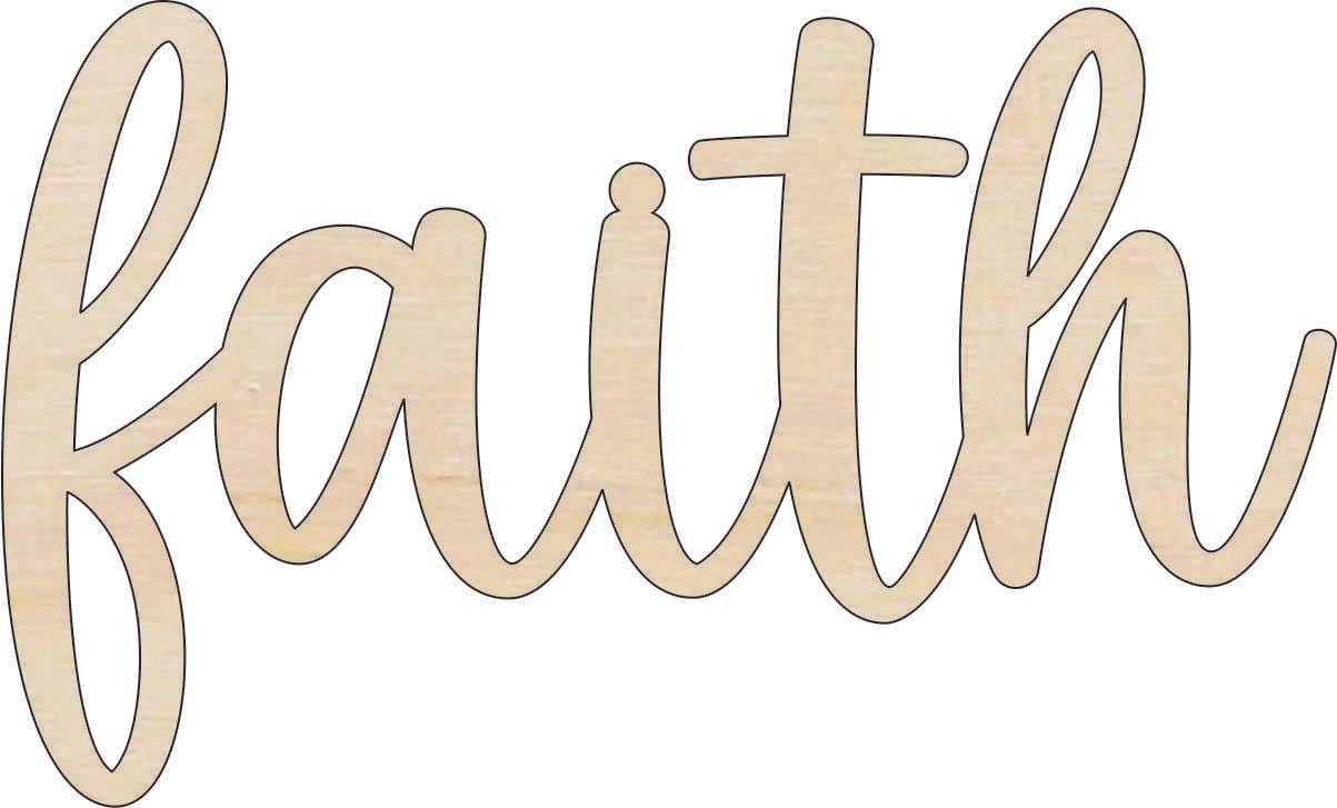 Faith Wood Craft Shape - Laser Cut Baltic Birch Unfinished DIY Wood Art Supplies WRD149 - The Wood Shape Store