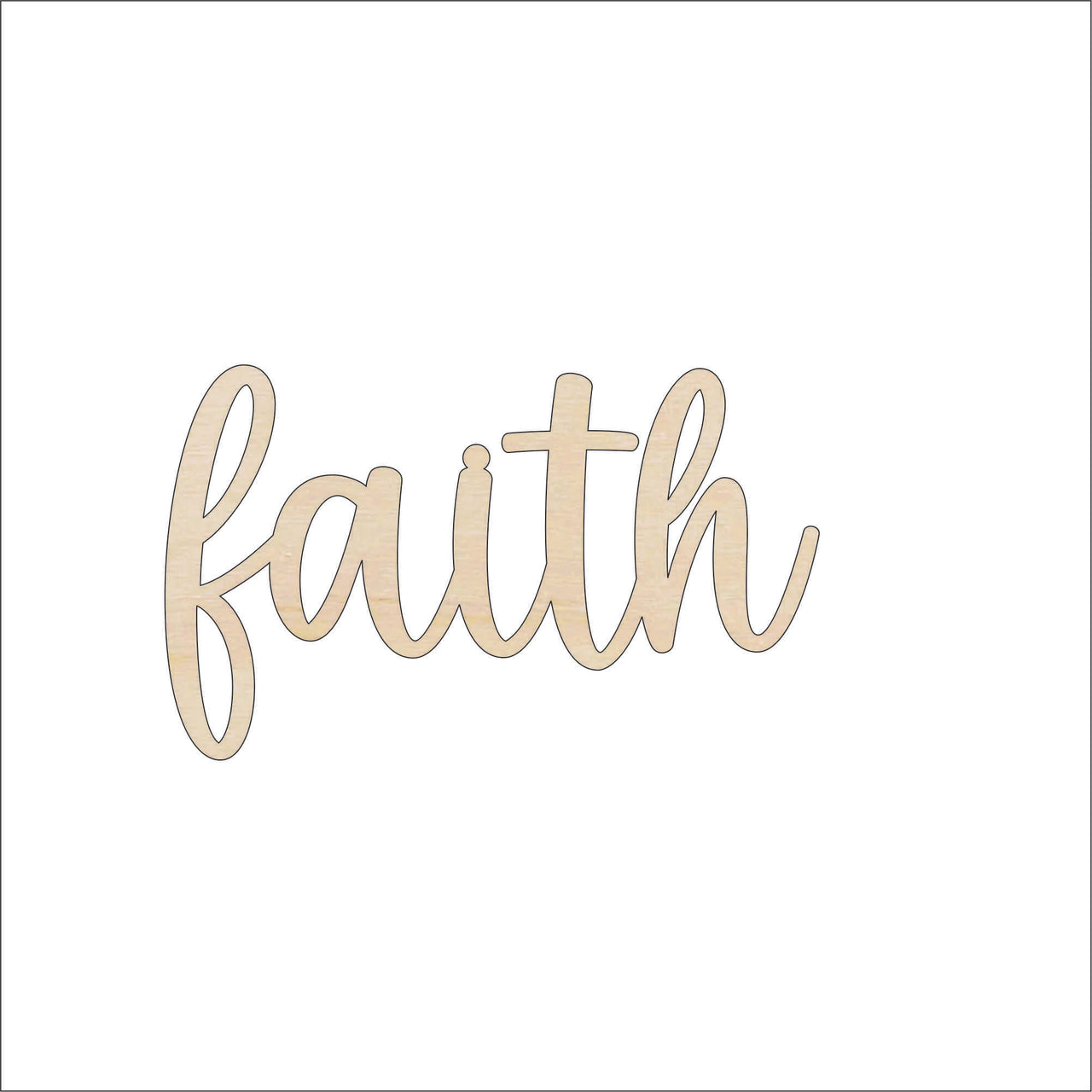 Faith Wood Craft Shape - Laser Cut Baltic Birch Unfinished DIY Wood Art Supplies WRD149 - The Wood Shape Store
