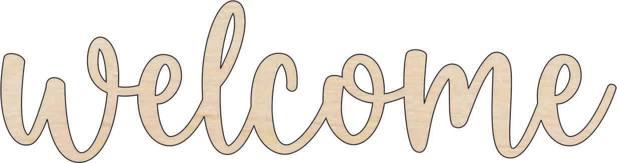 Welcome Wood Craft Shape - Laser Cut Baltic Birch Unfinished DIY Wood Art Supplies WRD154 - The Wood Shape Store
