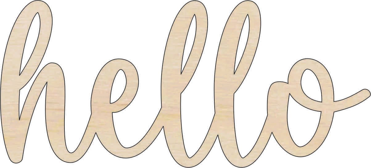 Hello Wood Craft Shape - Laser Cut Baltic Birch Unfinished DIY Wood Art Supplies WRD157 - The Wood Shape Store