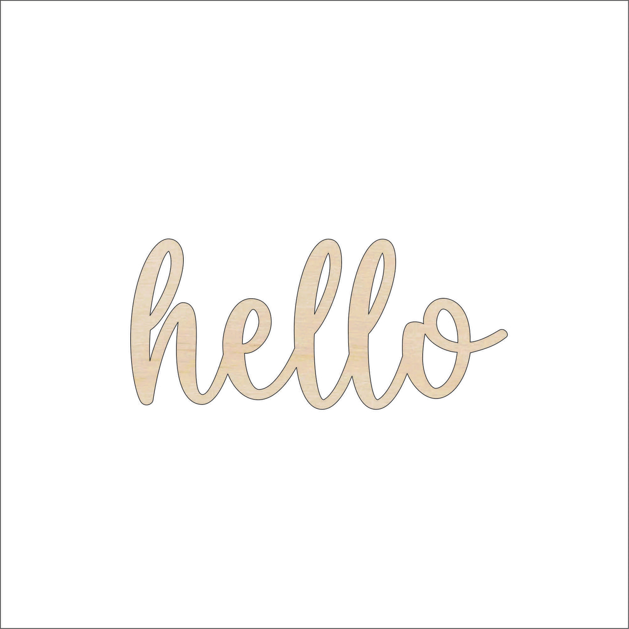 Hello Wood Craft Shape - Laser Cut Baltic Birch Unfinished DIY Wood Art Supplies WRD157 - The Wood Shape Store