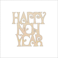 Happy New Year Wood Craft Shape - Laser Cut Baltic Birch Unfinished DIY Wood Art Supplies WRD54 - The Wood Shape Store
